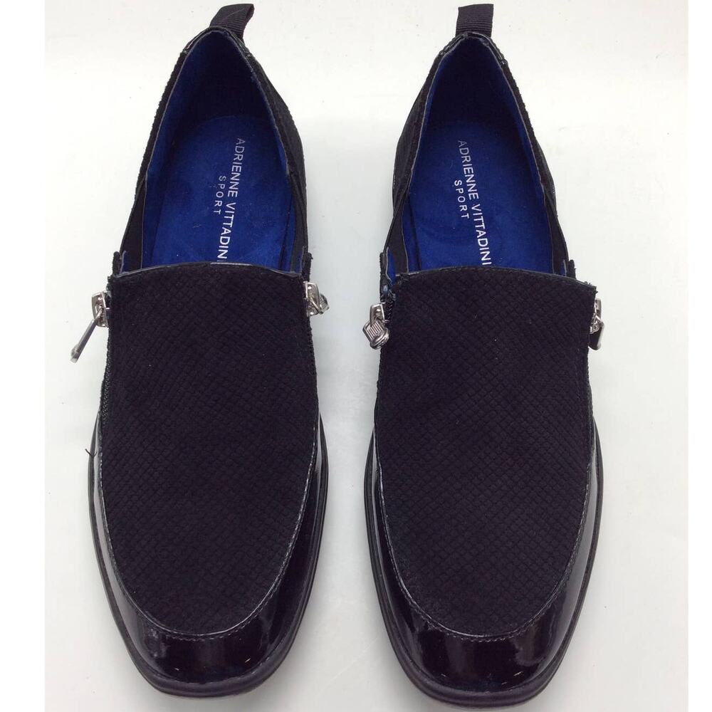 Adrienne Vittadini Sport Side Zip Slip On Ganesa Black Womens 8.5 - Picture 2 of 4